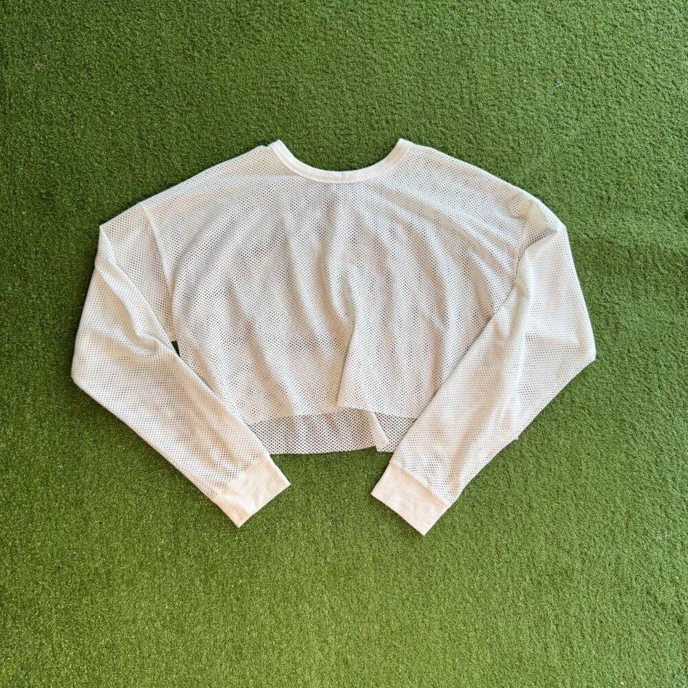 White Mesh Long Sleeve Top